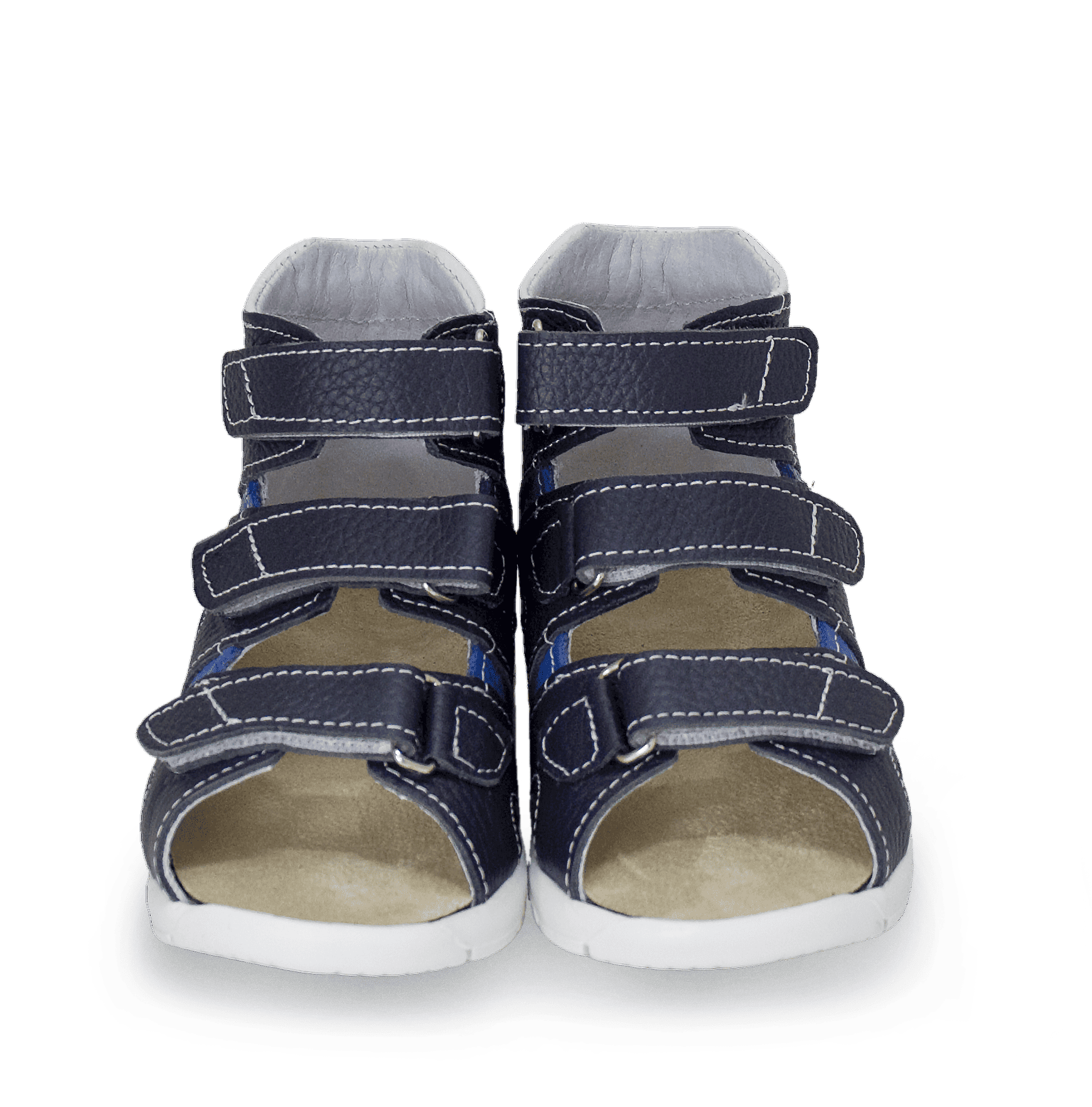 Сандалии ортопедические с открытым носом Орфея Б2-166-224-221-1 кожаные тёмно-синие фото 4