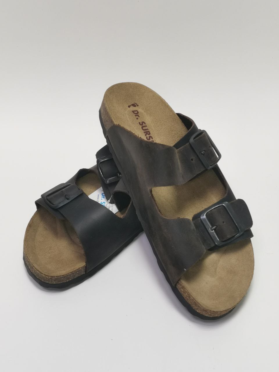 Сандалии мужские из натуральной кожи, с пробковой анатомической стелькой коричневые Сурсил 1718U-3 фото 10
