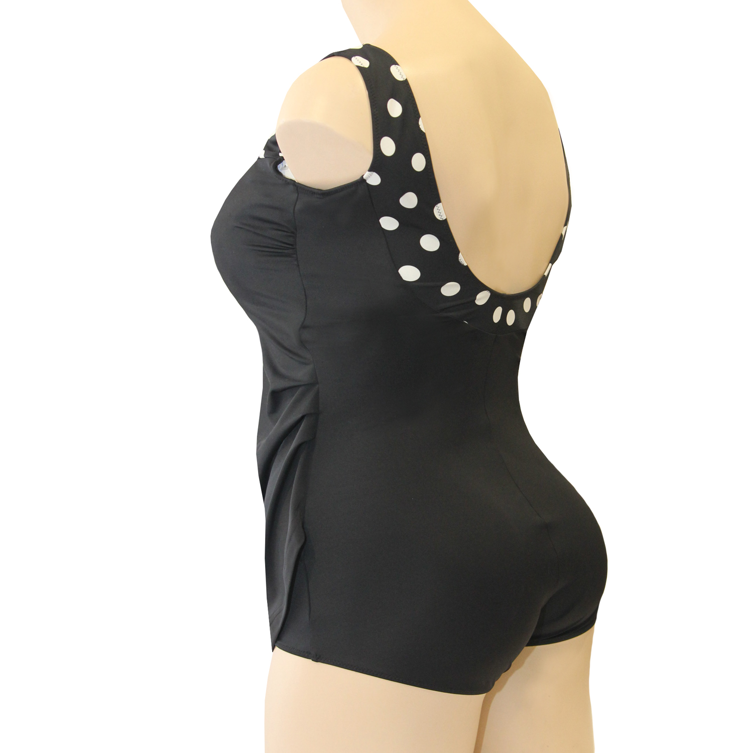 Купальник после мастэктомии Крупные горохи на чёрном К0914 П202 фото 2