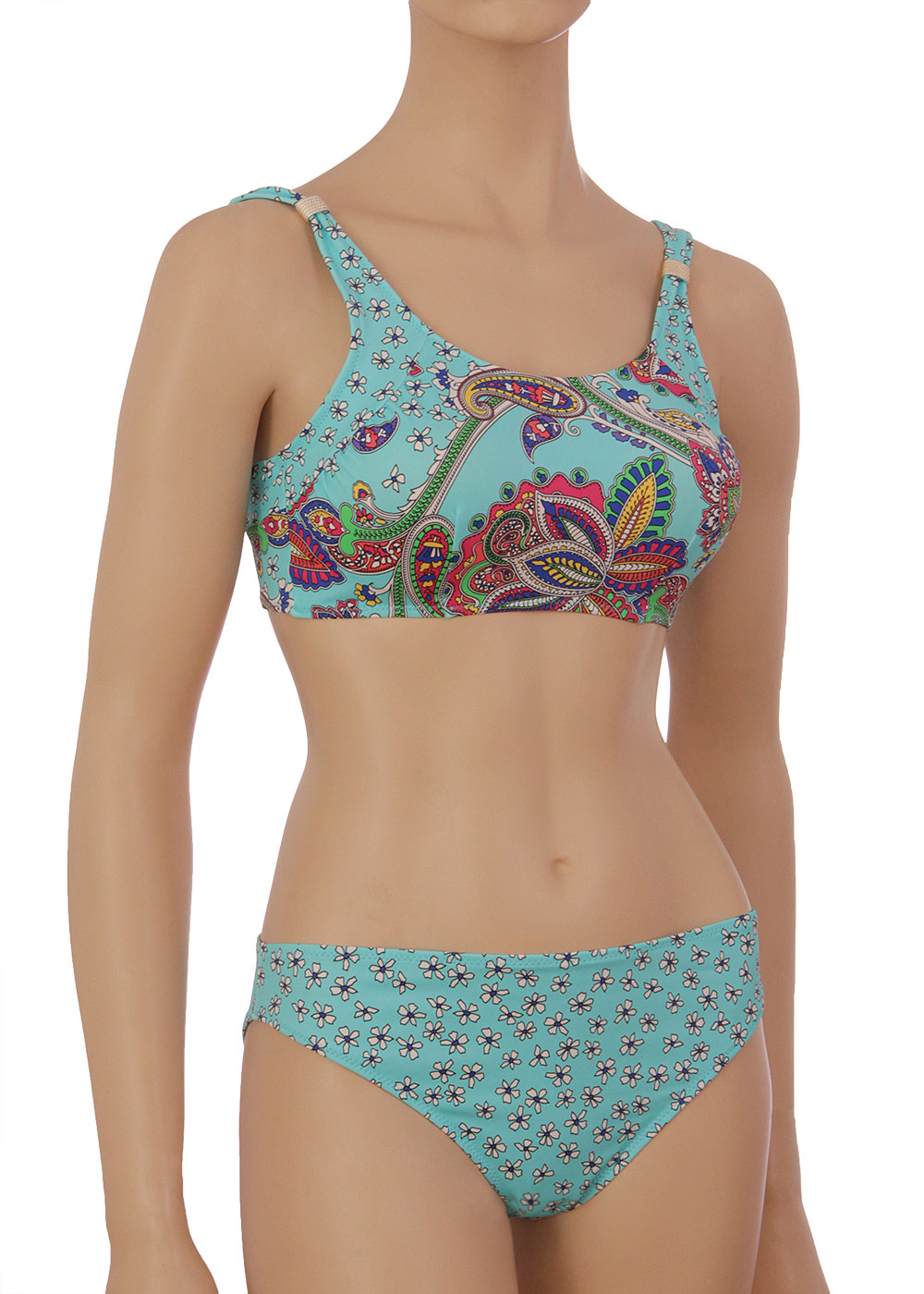 Комплект купальный Крупные цветы на бирюзе К0876 П91 фото 2